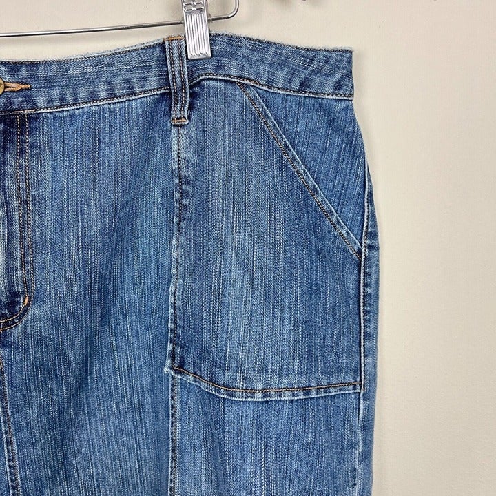 Classic Venezia Denim Jean Skirt Womens 24 Blue Midi Side Zip Slit Pockets Cargo Plus GnrbqLFrO Counter Genuine 