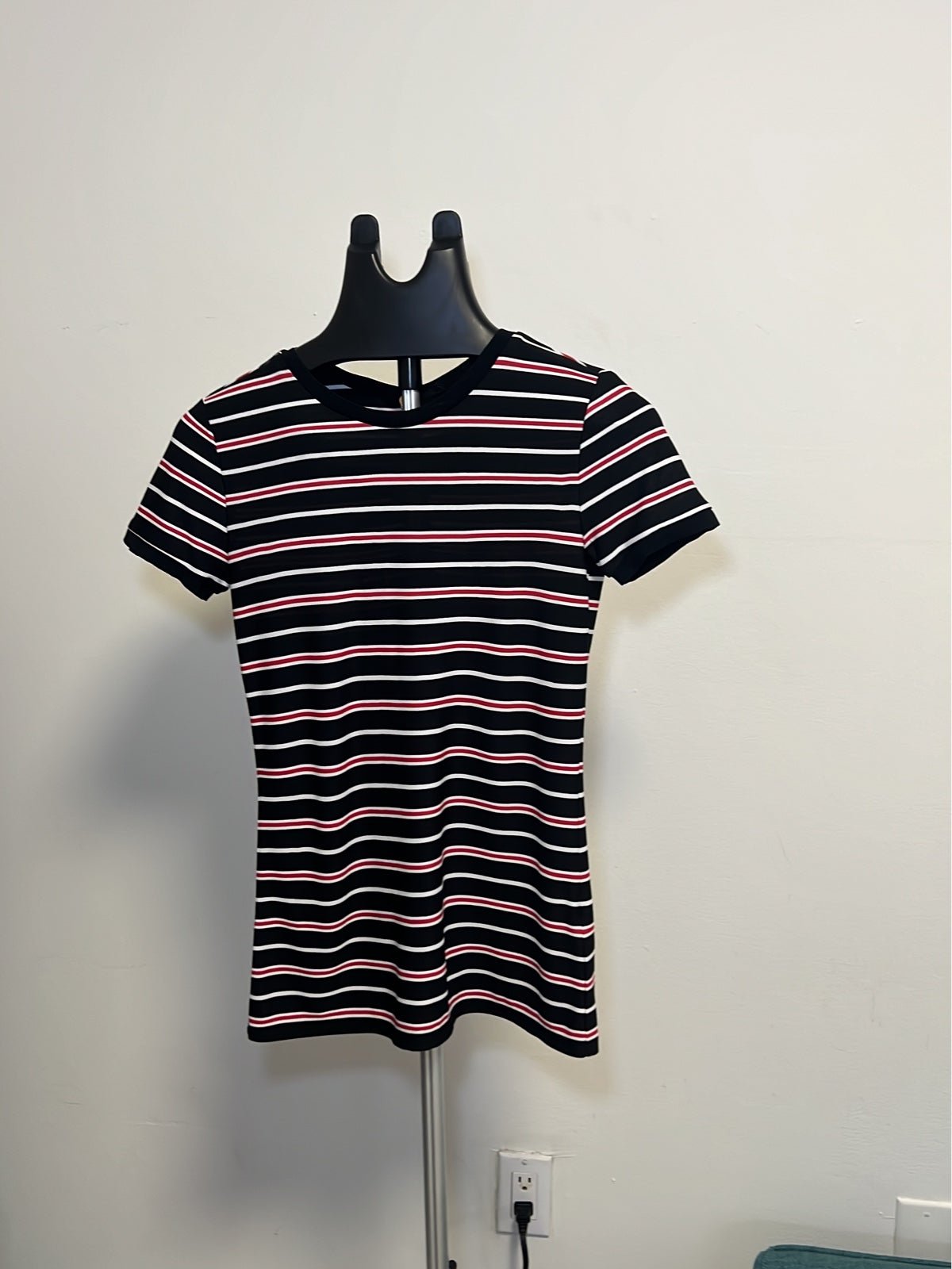 large discount Ralph Lauren black polyester white and red striped fitted top in women’s XS hFIdFxCAK Wholesale