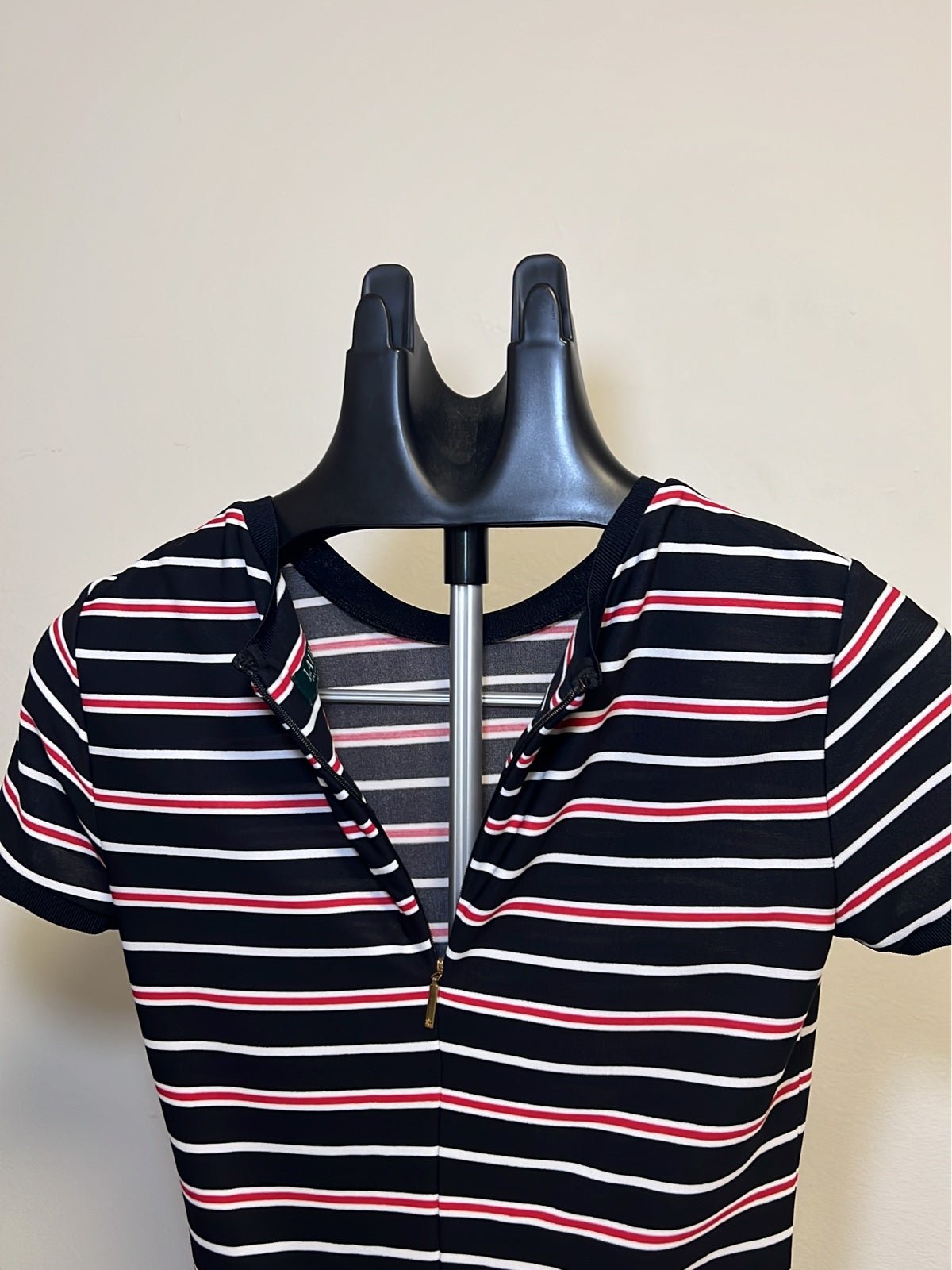 large discount Ralph Lauren black polyester white and red striped fitted top in women’s XS hFIdFxCAK Wholesale