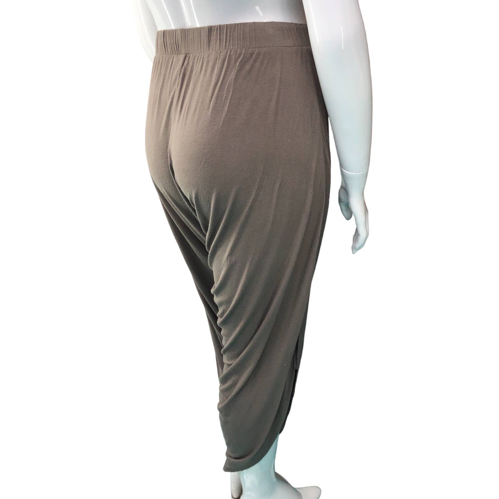 Affordable Hommage Womens Size L Casual Pull On Pants Cotton Stretch Split Leg Hem Brown PRXNhYjab Zero Profit 