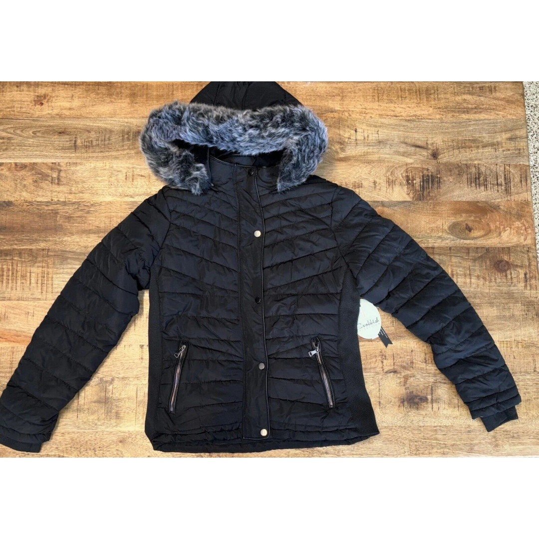 Factory Direct  Snobbish Collection Girls Hooded Fitted Puffer Jacket Black Size XL HJAT0UcAZ Hot Sale