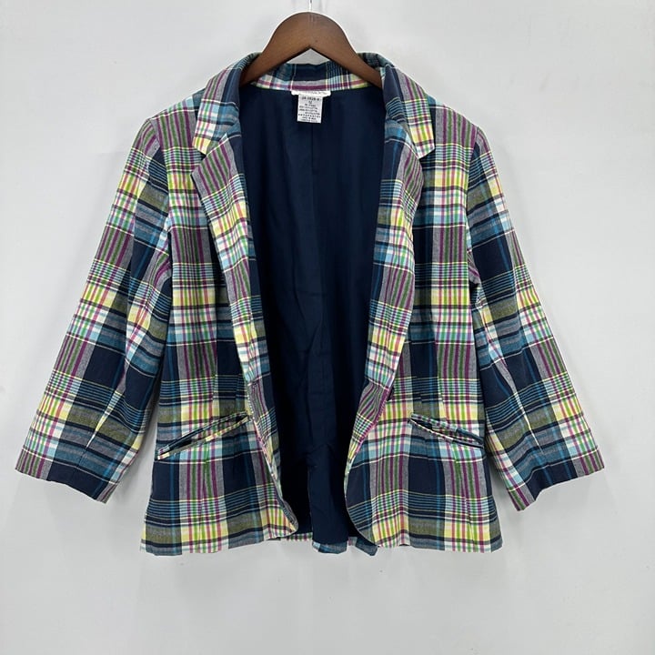 high discount Chadwicks Blazer Womens Plaid Jacket 3/4 Sleeve Lined Pockets Multicolor 12 J9z59r8cU Great