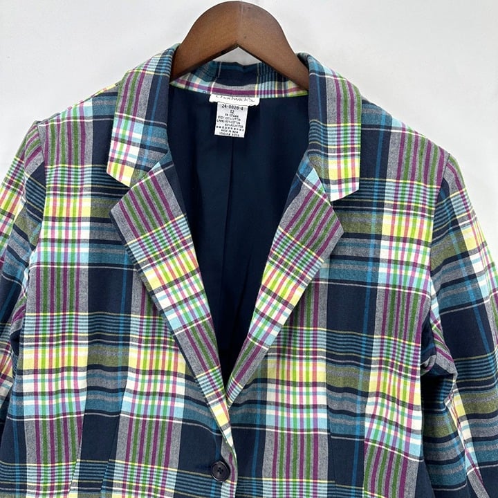 high discount Chadwicks Blazer Womens Plaid Jacket 3/4 Sleeve Lined Pockets Multicolor 12 J9z59r8cU Great