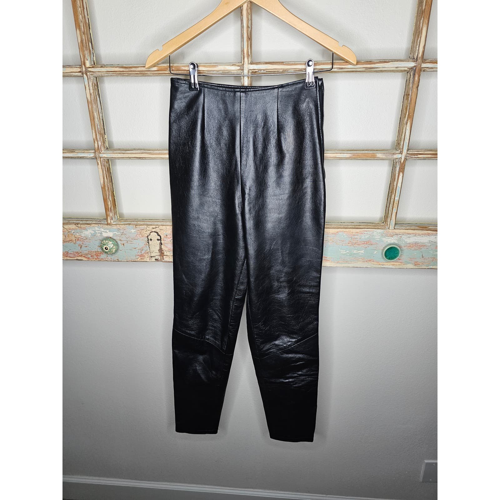 Wholesale price Leather Carina Pelle lined Black Pants 