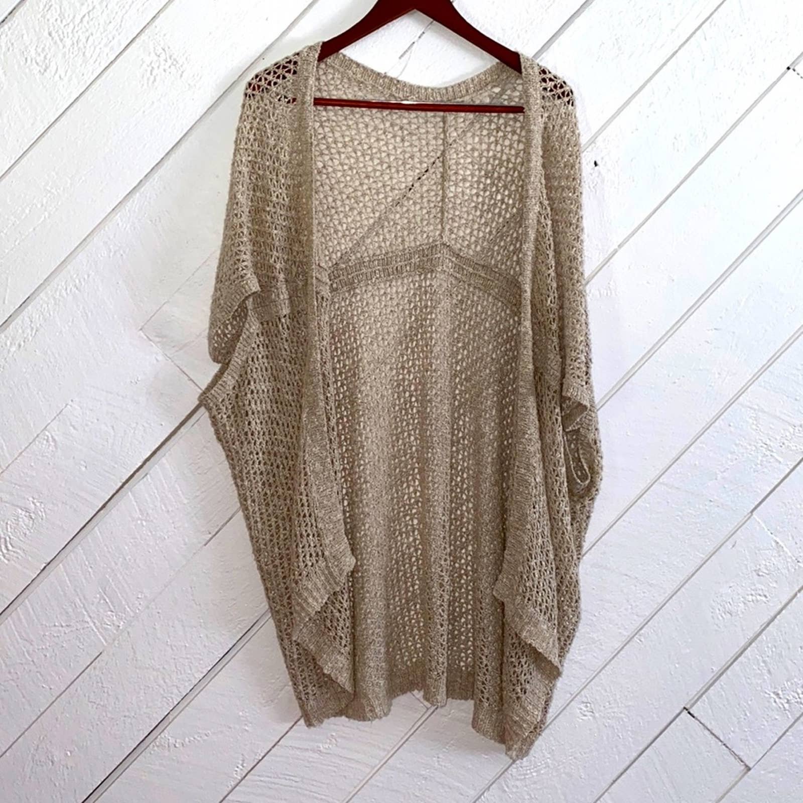 Fashion Open Front Knit Shawl Cardi Cream Cover Up One 