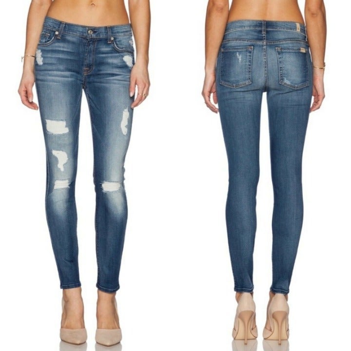 Latest  7 For All Mankind Destructed Ankle Skinny Jeans