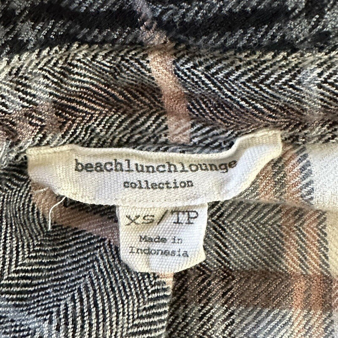 Authentic Beach Lunch Lounge Plaid Long Sleeve Button Front Shirt XS PM6YsAuyB US Sale
