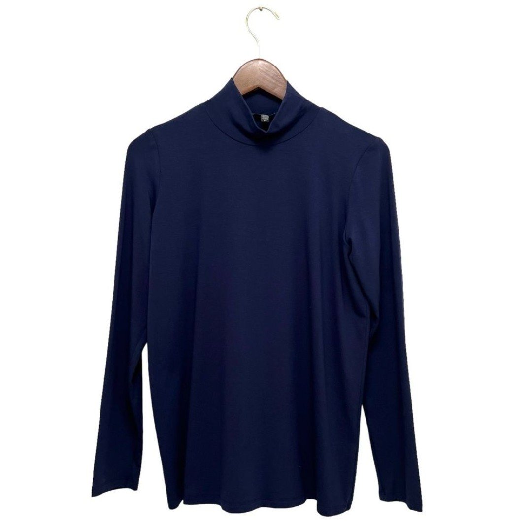 big discount Eileen Fisher Turtleneck Slim Fit Top Long Sleeve Navy Blue Size S mVxjqnuR0 hot sale