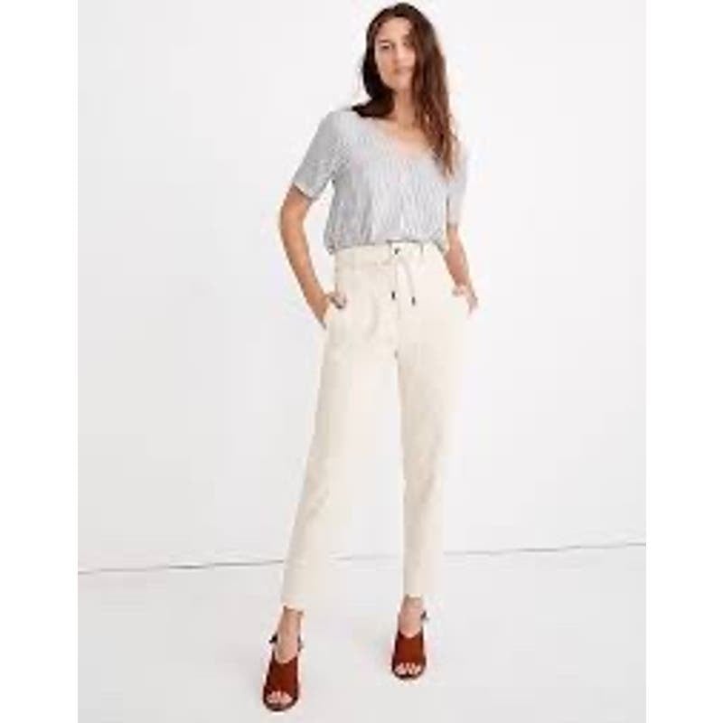 good price Madewell High Rise Relaxed Tapered Ankle Cotton Twill Cream Pants Jeans Size 27 K00UajOT2 Outlet Store