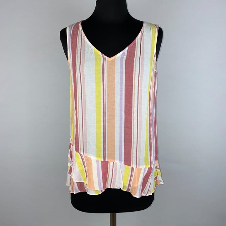 Amazing A.N.A. A New Approach S Striped V-Neck Tiered R