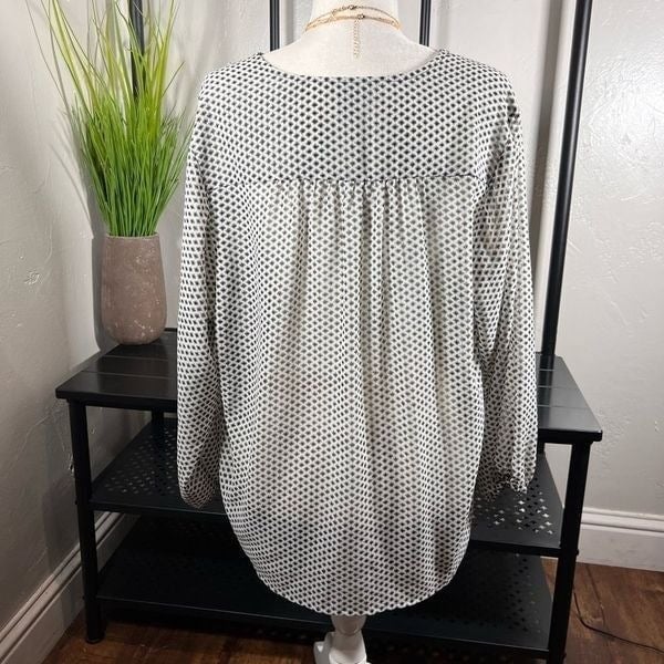 cheapest place to buy  H&M sheer blouse high low hem button down white black size 12 Jsvii9gEb for sale