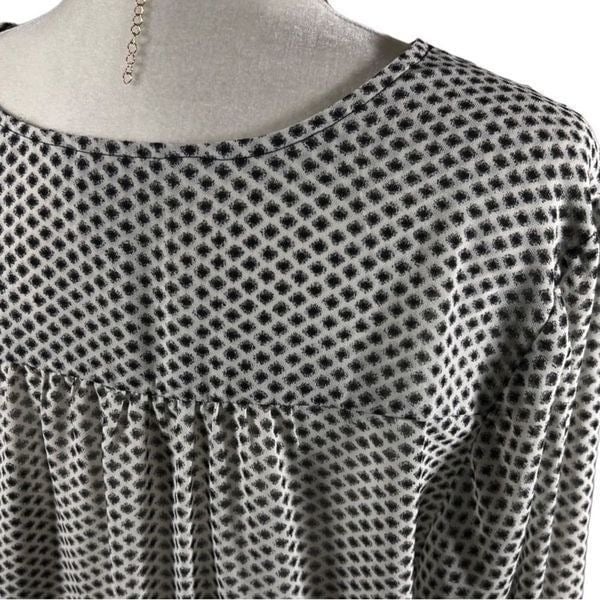 cheapest place to buy  H&M sheer blouse high low hem button down white black size 12 Jsvii9gEb for sale