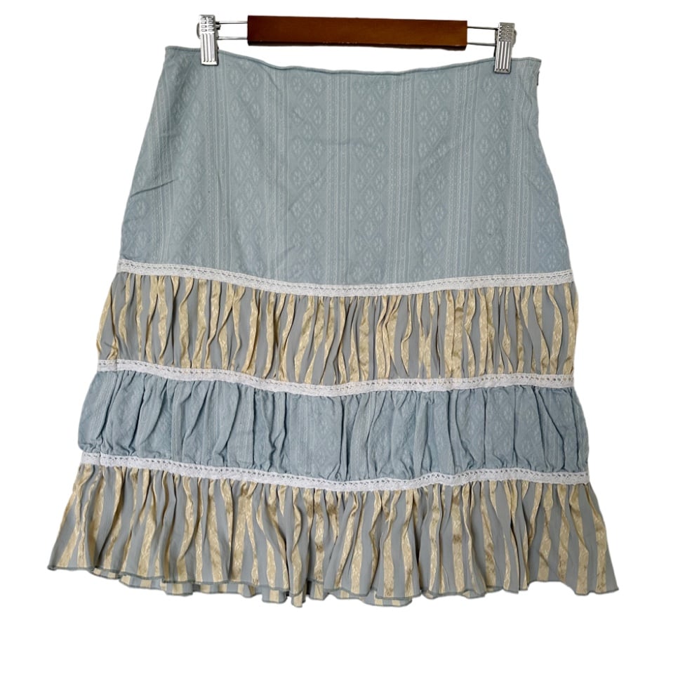 Beautiful Mac & Jac Regency cottagecore Prairie patchwork scrunched ruffles skirt Size 10 PDb5QFa5N Cool