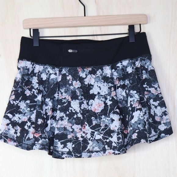 High quality LULULEMON Pace Rival Skirt No Panels Spring Bloom Black Size 6 HsrJwMl3g Cheap