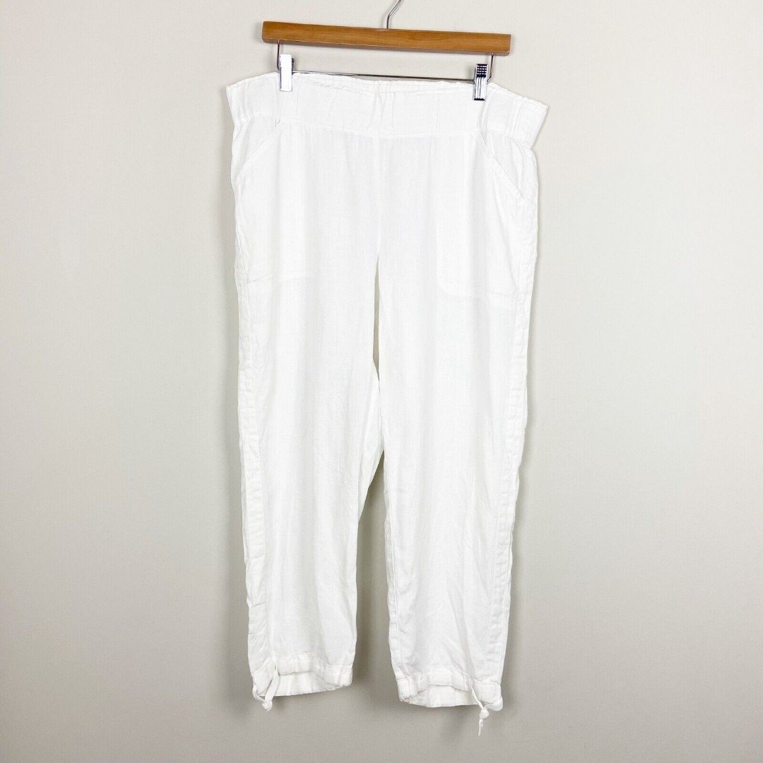 Affordable J Jill Pure Jill Linen Pull On Pants Womens Large White Crop Pockets Breathable fmgdR9xJh online store