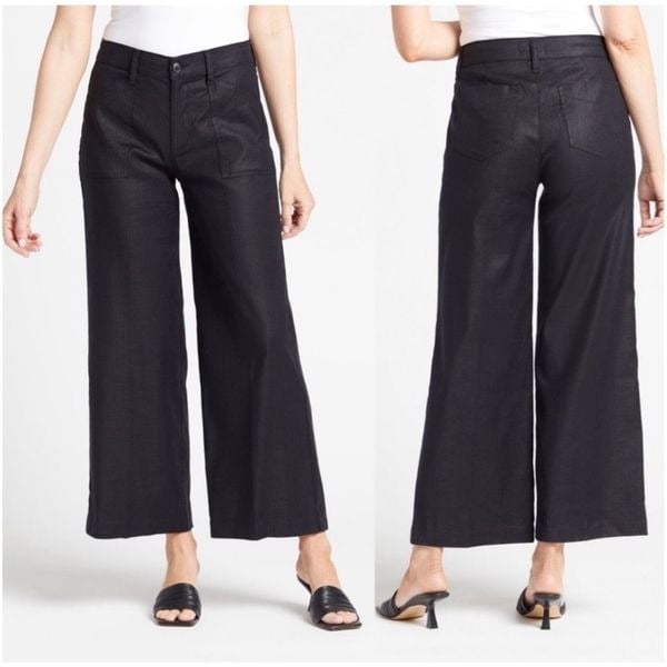 Affordable Evereve Beth Wide Leg Linen Blend Stretch Trouser Pant in Bold Black size 25 IEOUnL7to High Quaity