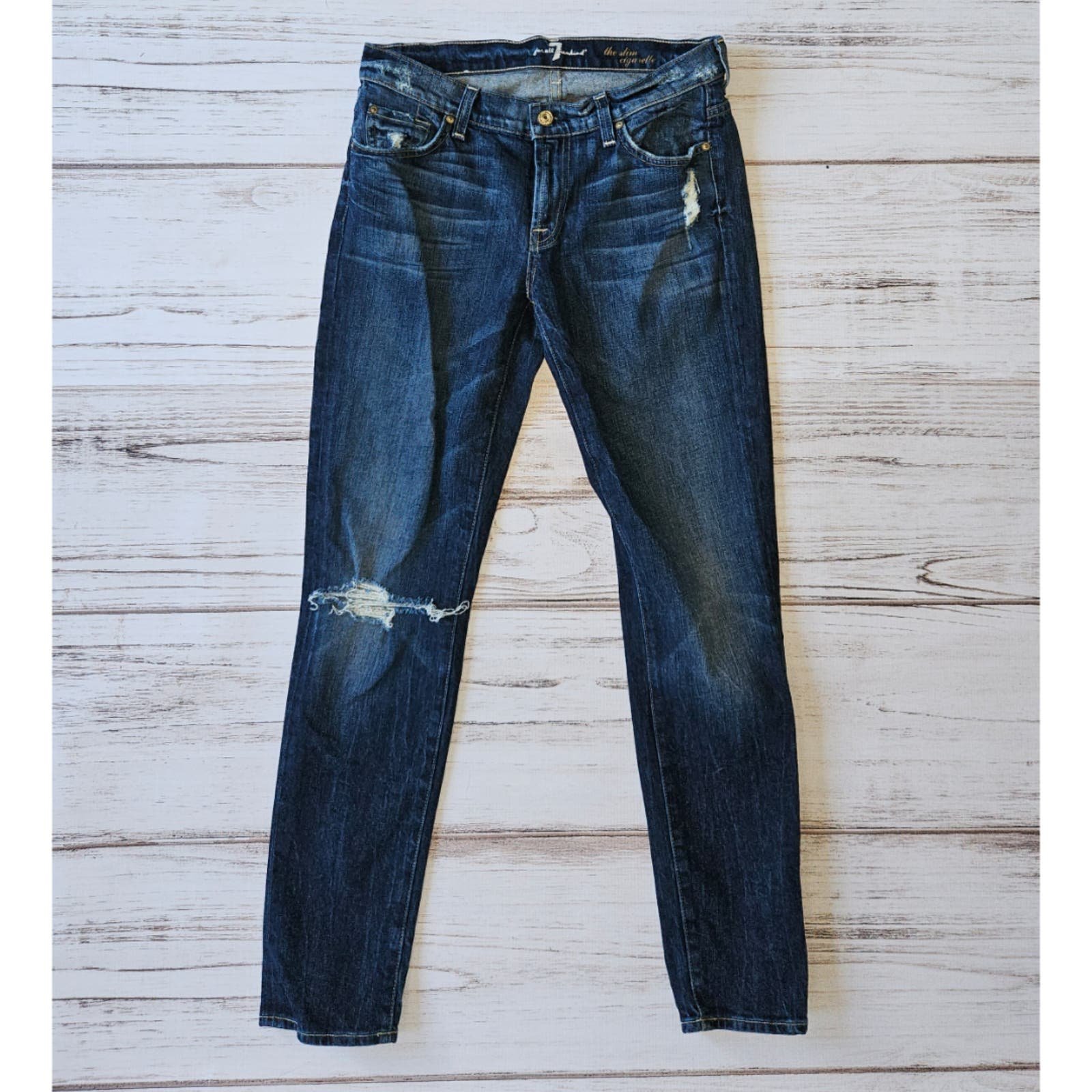Stylish 7 for All Mankind The Slim Cigarette Distressed