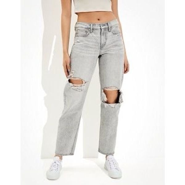Amazing American Eagle Outfitters Women´s Ripped Straight Jeans Gray Light Wash Size 4 fGCOJFJu7 Online Exclusive