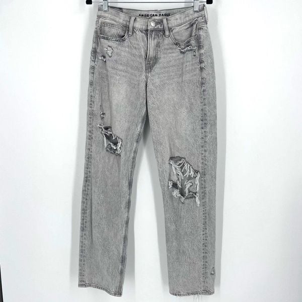 Amazing American Eagle Outfitters Women´s Ripped Straight Jeans Gray Light Wash Size 4 fGCOJFJu7 Online Exclusive