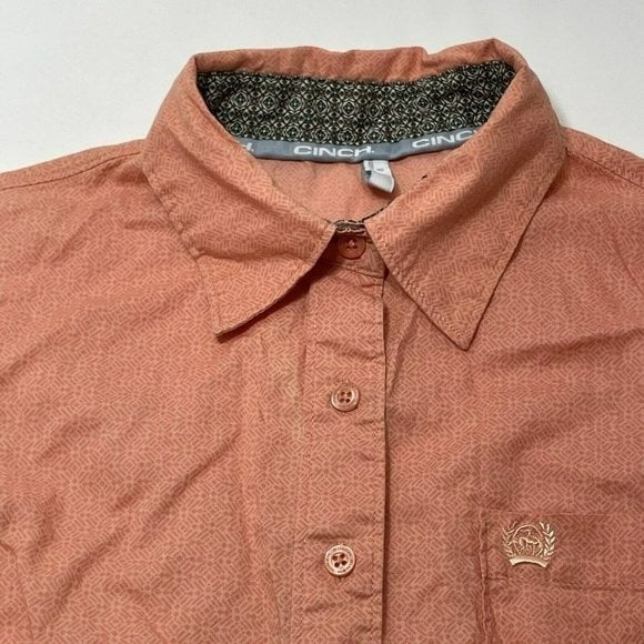 Latest  Cinch Western Shirt Button Women Size M Orange Flip Cuff Retro Cowboy Cowgirl lTg58zqby Zero Profit 