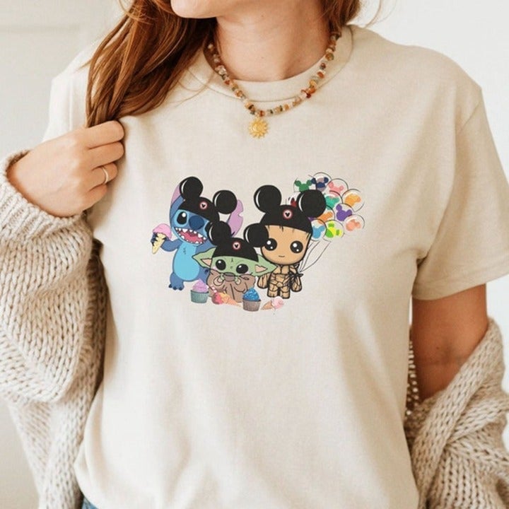 Elegant Baby Yoda Mickey Ear Unisex Tshirt JnroHFfdg Cheap