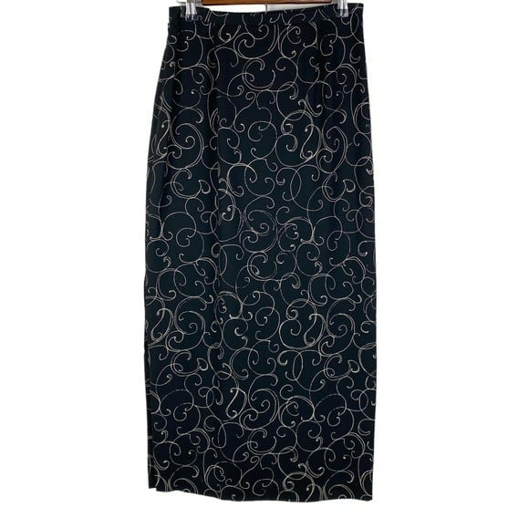 Discounted Josephine Chaus Swirl Design Lined Side Slit Maxi Skirt Women´s 6 Black Km5nj1dmQ best sale