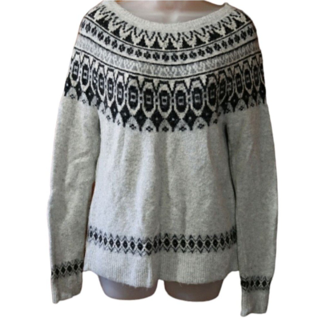 Personality Artisan NY Nordic Print Gray Boatneck Sweater Medium Lj9HvIZBd Low Price