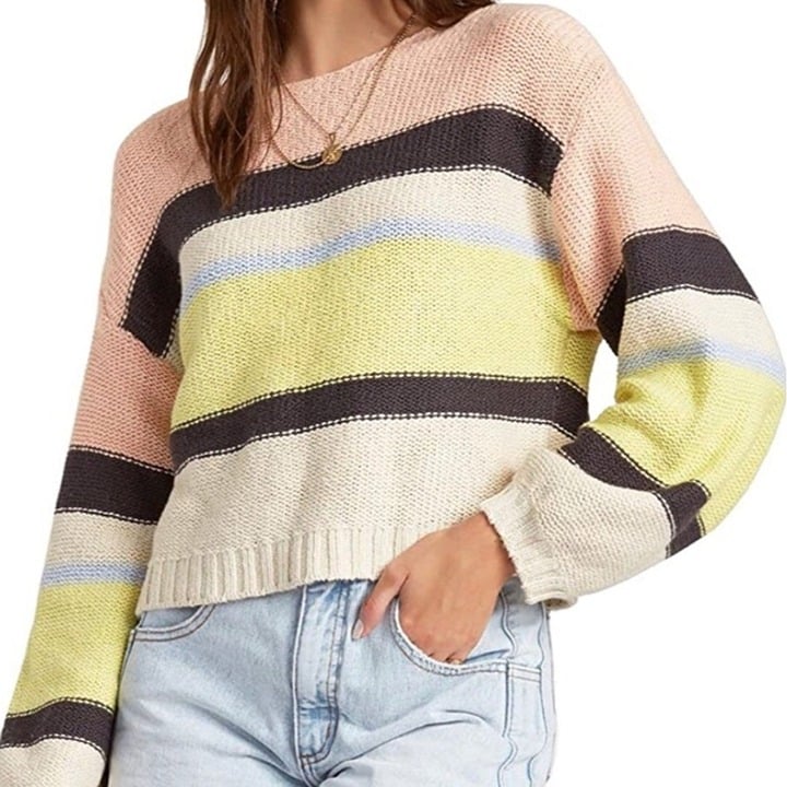 Classic Billabong Colorblock Stripe Oversize Sweater Pi