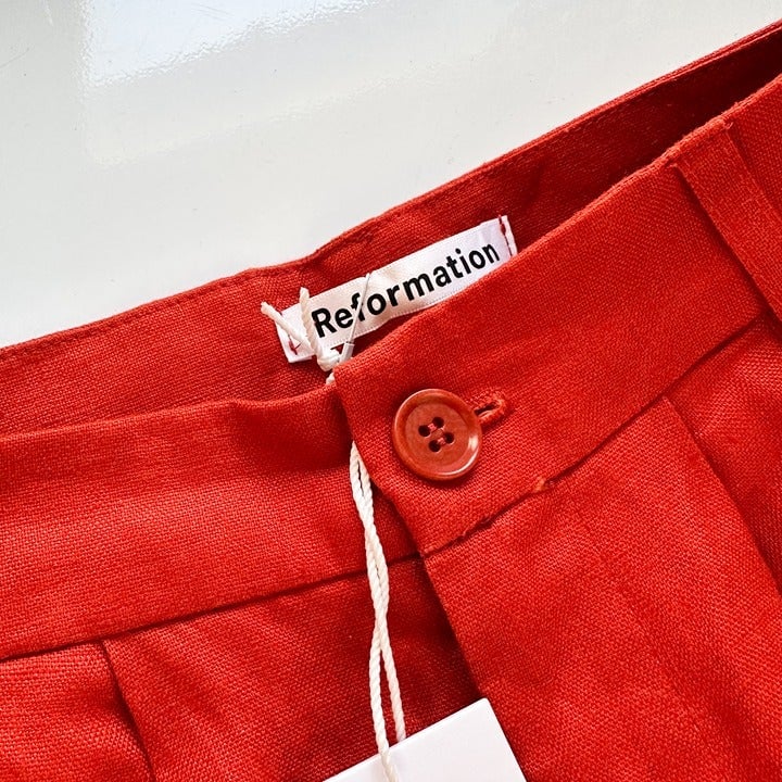 Amazing Reformation | NWT Vesta Pants Linen Trousers in Blood Orange HhZnziBfO US Outlet