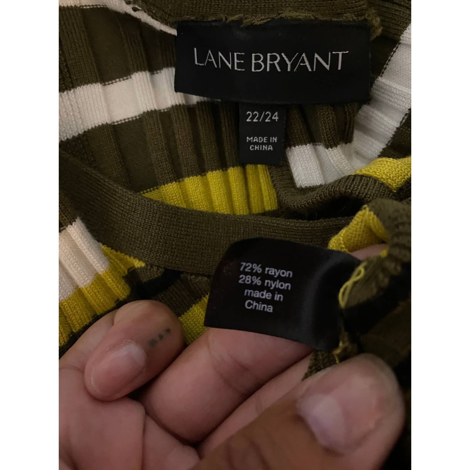 high discount Lane Bryant 22/24 Green Striped Ribbed Long Sleeve Top jdHPDs7hu outlet online shop