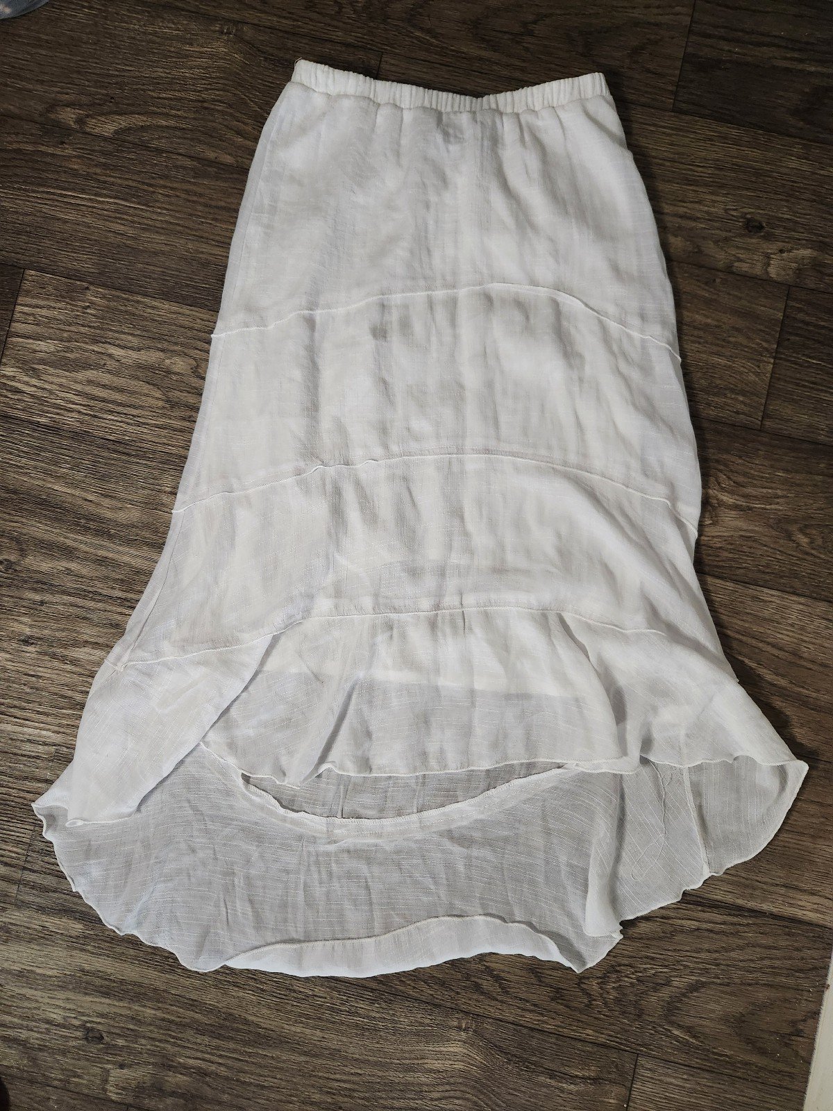Custom White Ruffled Low Hem High Hem Maxi Skirt Size M