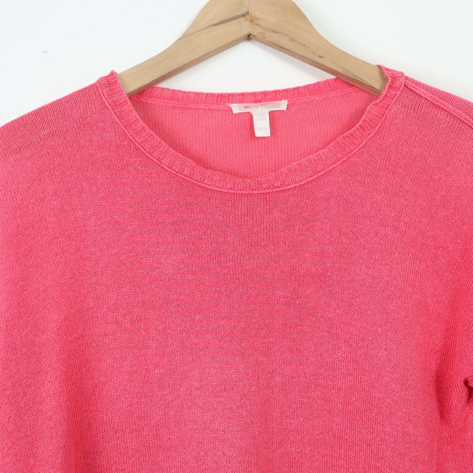 Amazing Eileen Fisher Size XS Boxy Crop Top 3/4 Sleeve Outward Seams Linen Coral Orange JwxQqFOvC Low Price