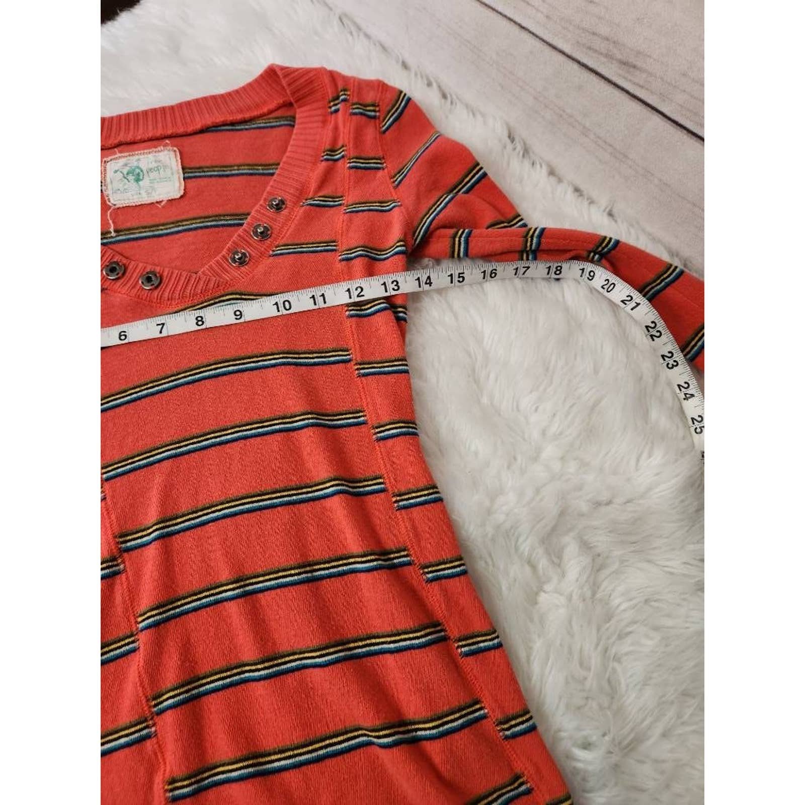 high discount Free People Womens Pullover Sweater Orange Striped Long Sleeve V Neck S Fk3eRrNjq Cool