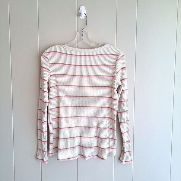 Buy American Eagle Sweater Womens S Cream Pink Pullover Striped Long Sleeves Ribbed OeFHcold8 no tax