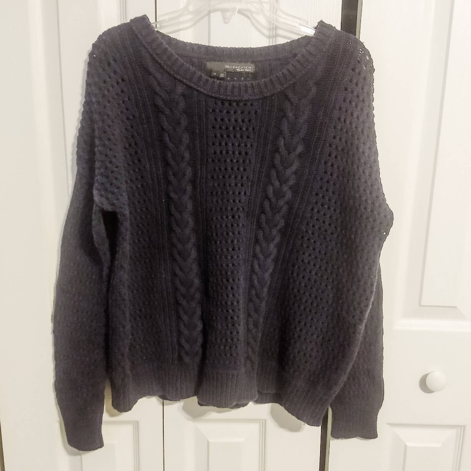 High quality 360 Sweater Cable Knit Crewneck 100% Cotto