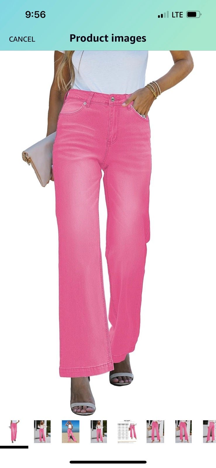 High quality New Pink Women´s High Waisted Flare Jeans Frayed Raw Hem Bell Bottom Denim Pants kG82f2x8Q Wholesale