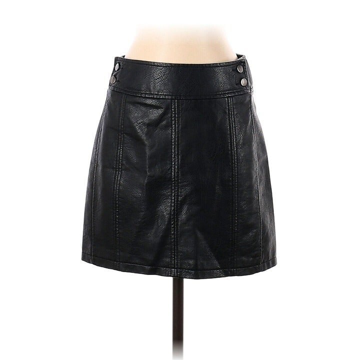 Fashion NWT Free People Faux Leather Black Mini Skirt, 