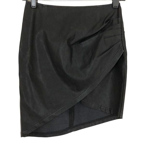 cheapest place to buy  Olivaceous Black Asymmetrical Faux Leather Skirt oeLILq5Fj Zero Profit 