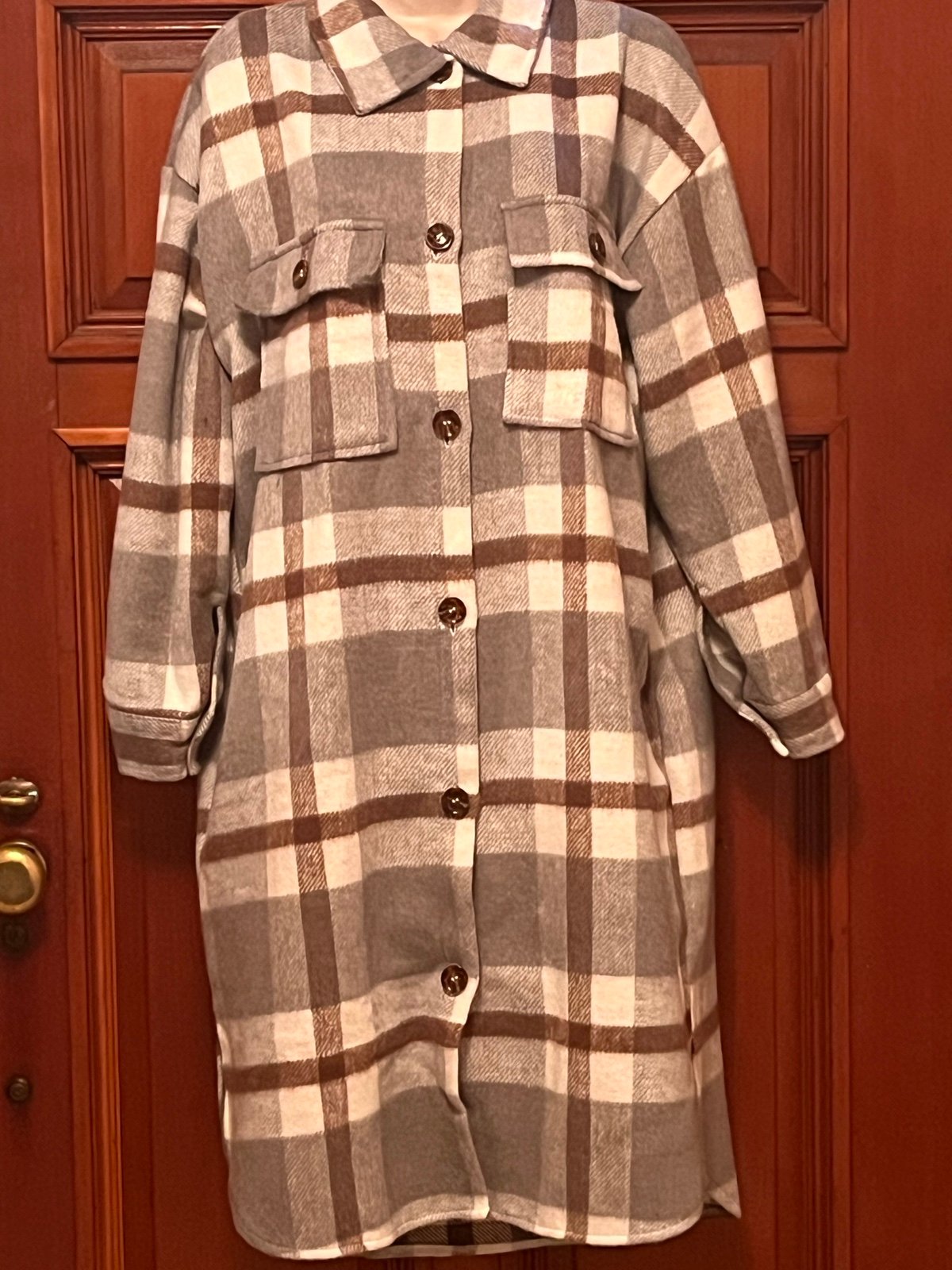 Perfect Plaid Flannel Long Shacket or Dress Women’s Sma
