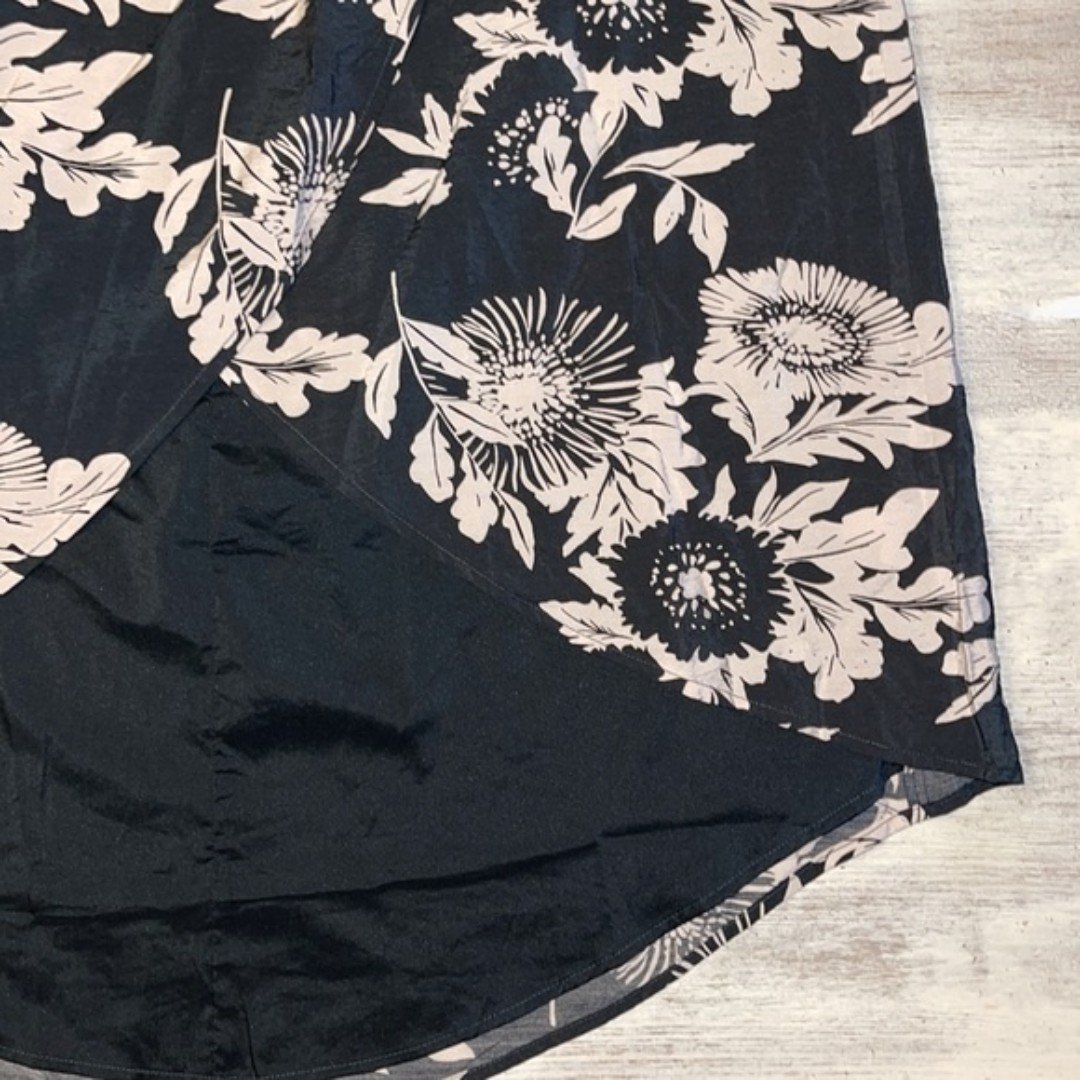 good price NWT Banana Republic Drape Front Faux Wrap High Low Black Cream Floral Skirt 14 fui9h88nV Wholesale