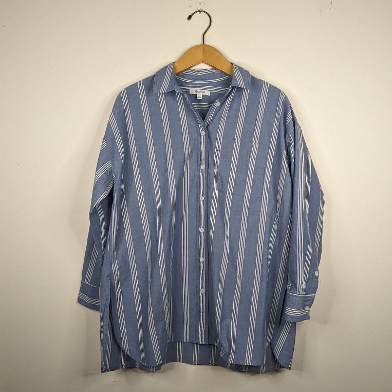 Amazing NWOT Madewell Women´s Button Front Striped Blouse Blue / White EXTRA SMALL hOqe2rTpB no tax