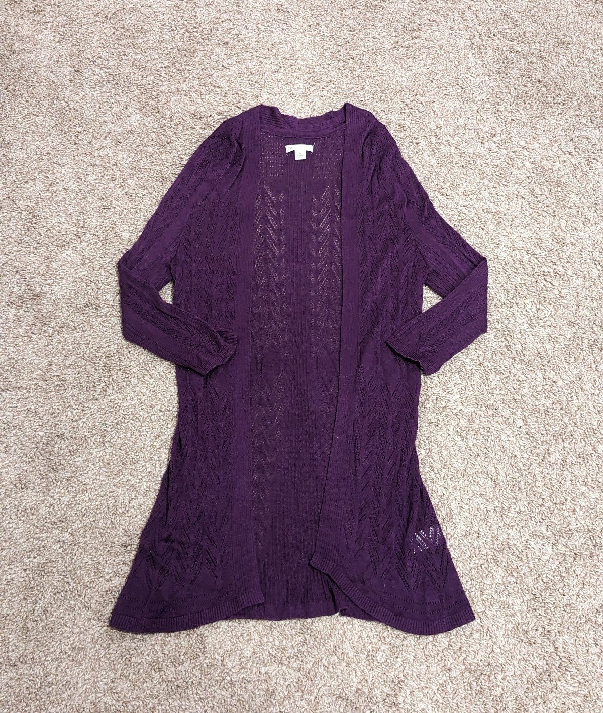 Exclusive Basic long purple Croft and Barrow open knit 