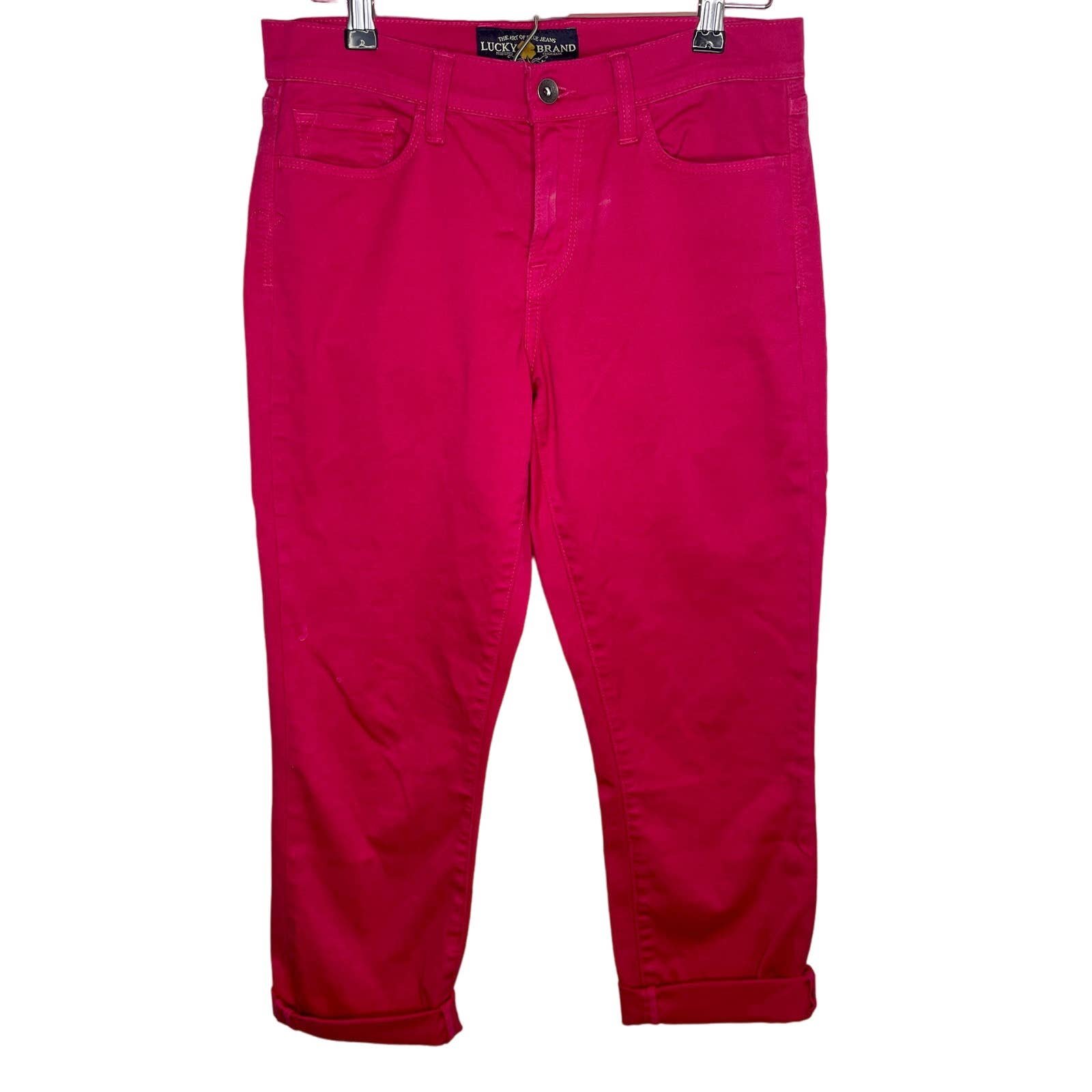 Elegant Lucky Brand Pink Sofia Capri High Rise Waist Rolled Hem Cropped Pants Sz 6 / 28 gSigTqHZh High Quaity
