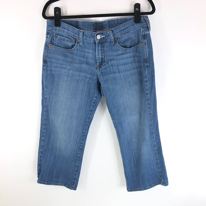 big discount Lucky Brand Blue Wash Cotton Blend Mid-Ris