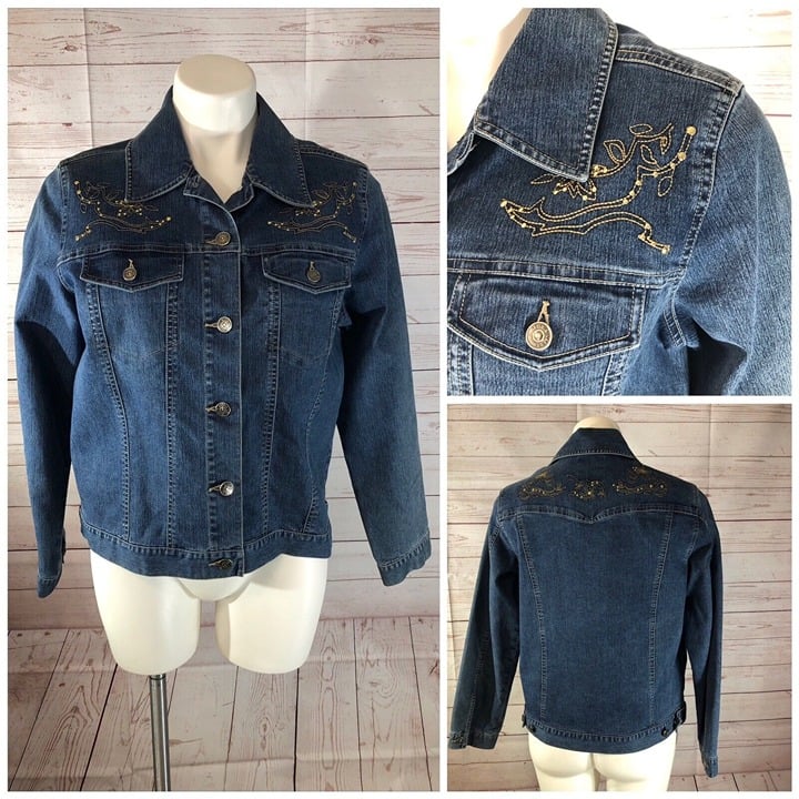 Stylish Gloria Vanderbilt Womens Denim Blue Jean Jacket