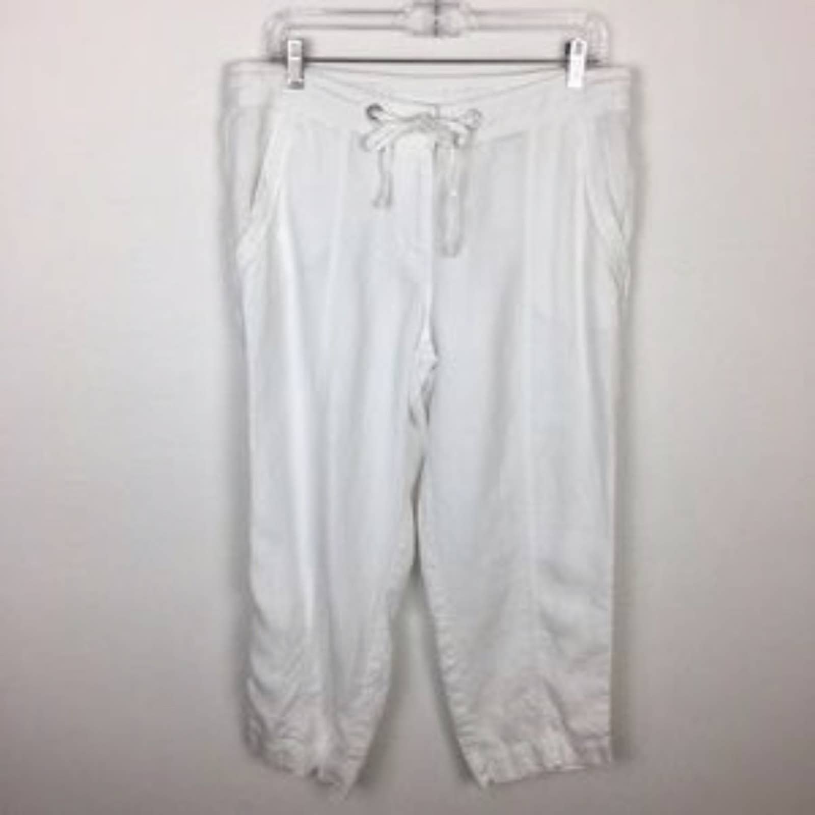 Popular Tommy Bahama White Linen Crop Pants size 10 LfI