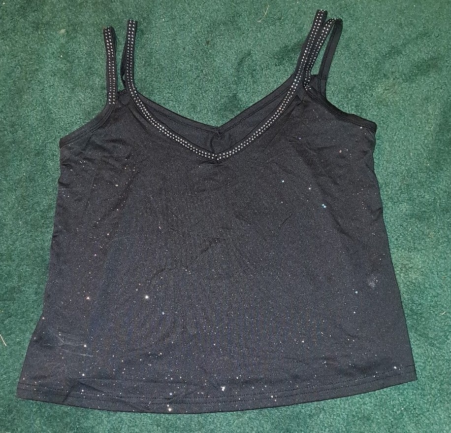 cheapest place to buy  Sml Sparkly Black dbl Strppd Tank Top n3x8MEetE High Quaity