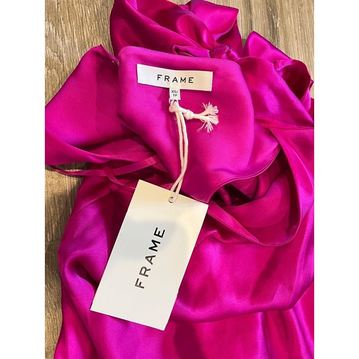 high discount NWT FRAME Draped Neck Tie Halter magenta pink silk Dress Size XS P6l1H575i Online Shop