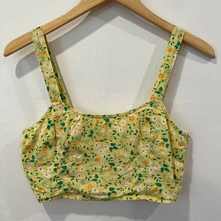 high discount Aerie Floral Yellow Crop Top Size M hjqlA