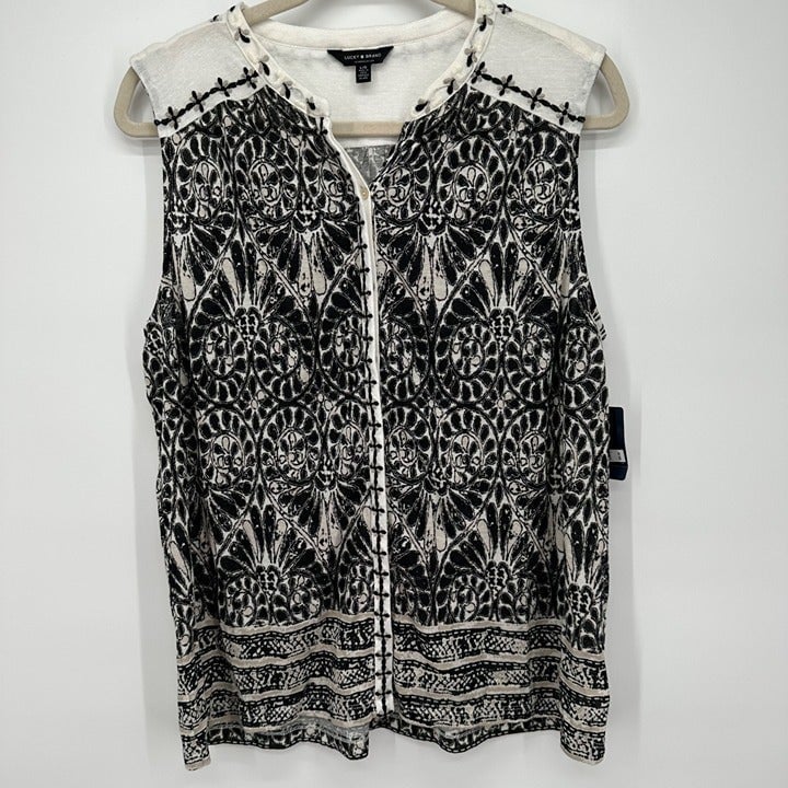 Custom Women´s NWT Lucky Brand Sleeveless Black White Top Size L gy4ykulRA Buying Cheap